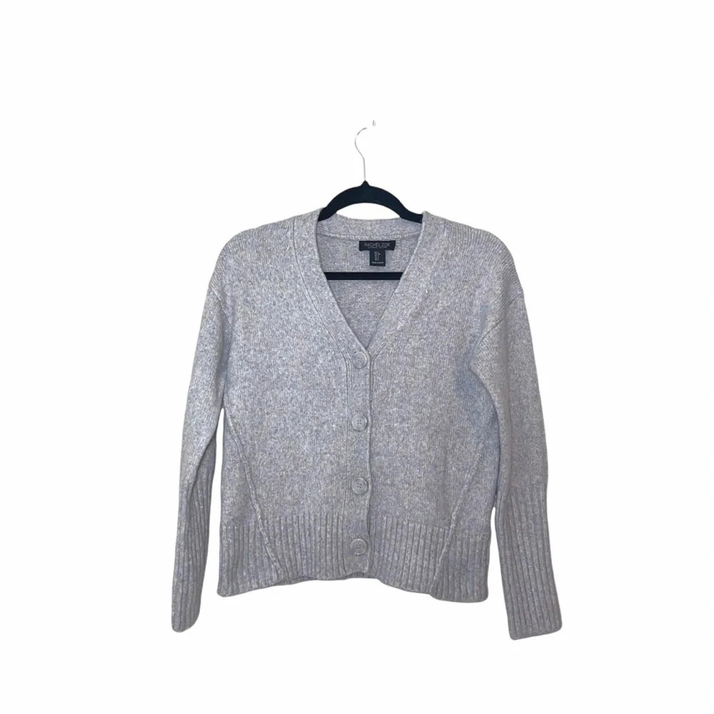 Rachel Zoe Light Purple Marled Button V-neck Sweater Cardigan Small Women’s